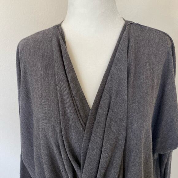 For Cynthia wrap knit top gray grey S - Picture 4 of 6